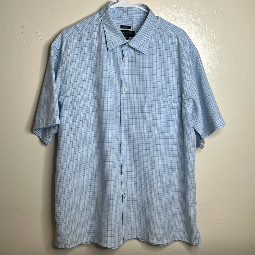 Pronto Uomo Blue button down collar short sleeve shirt XL